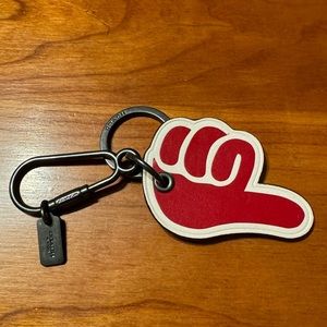 Coach Red Leather Thumbs Up Bag Charm